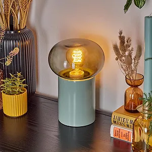 Настільна лампа Tati Метал/Скло Retro Vintage 15 см 22 см 1 x E27 Бірюзовий/Димчастий synthetic.ua - Фото 1