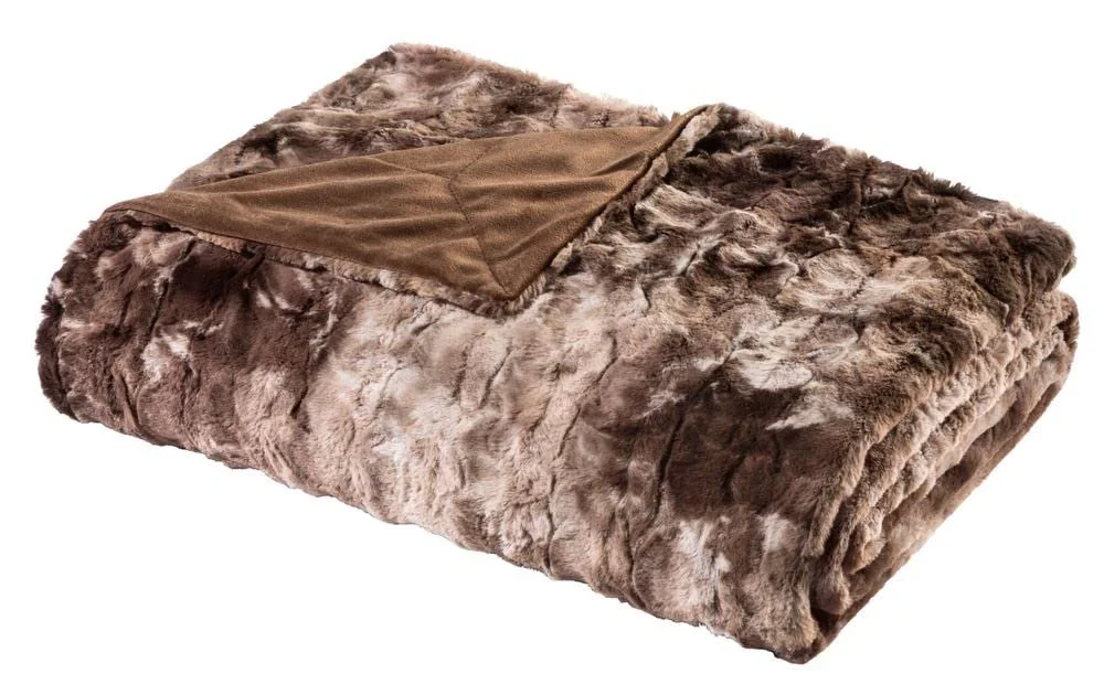 Плед WOHNWOHL Пухнастий, вигляд норкового хутра, штучне хутро, плед для дивану 130 x 170 см, колір: коричневий, фото №1