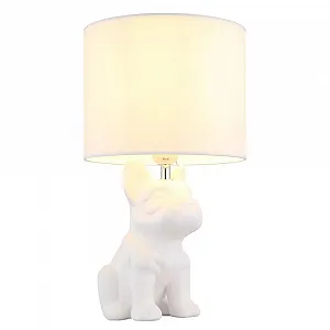 Светодиодная настольная лампа GLOBO French Bulldog керамика текстиль 10.5 Вт 1055 лм Белая - Фото 1