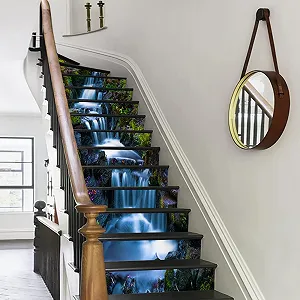 Наклейки на сходи FLFK 3D Waterfall Natural Landscape самоклеючі 100 x 18 см 15 штук synthetic.ua - Фото 1