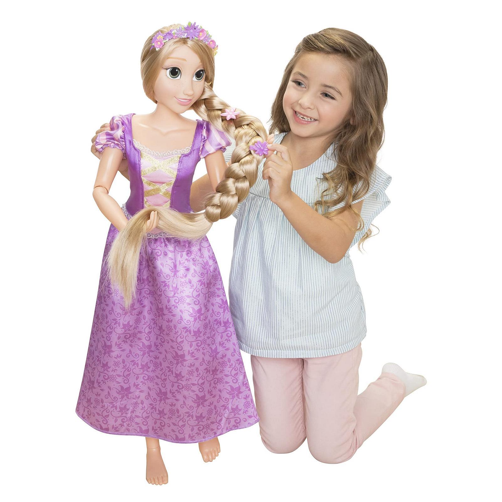 Лялька Disney Princess Рапунцель, 81 см, рухома лялька My Size Articulated у фіолетовій сукні, з гребінцем для розчісування довгого золотого волосся, квітковою гірляндою, пов'язкою на голову та шпильками, фото №4
