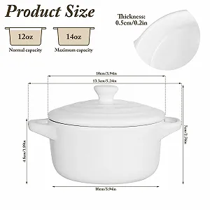 Форма для запекания Керамическая 5,5 дюймов С крышкой Белый synthetic.ua - Фото 1