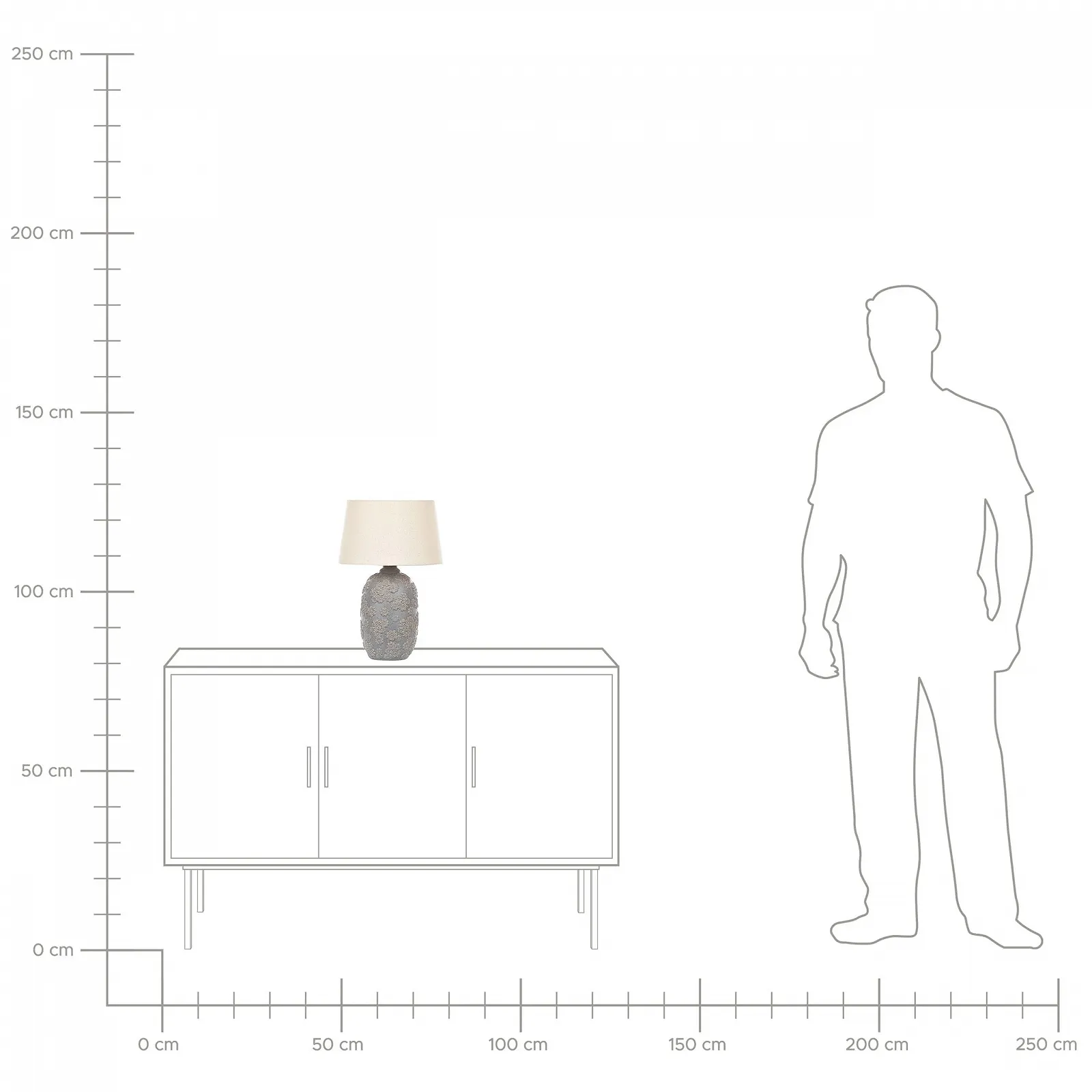 Настільна лампа Beliani Ferrey 46 см керамічна з тканинним абажуром сіра/бежева, фото №9