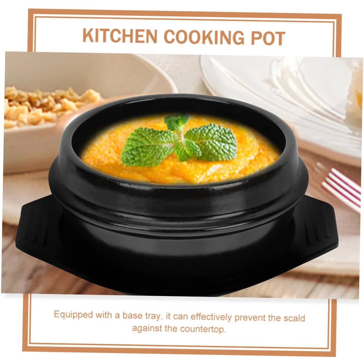 Кастрюля для бибимбап керамическая с подставкой термостойкая с двойной ручкой, фото №2 Кастрюля для бибимбап керамическая с подставкой термостойкая с двойной ручкой, фото №2