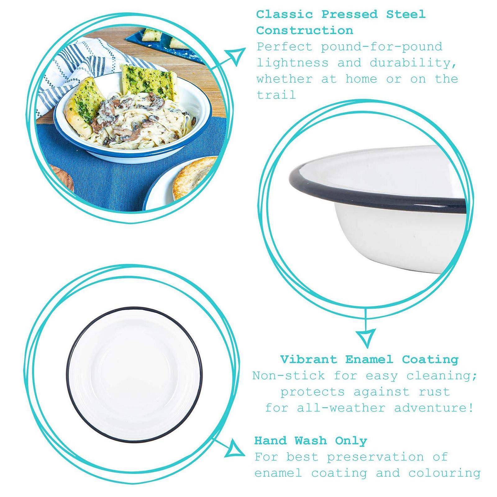 Миска Argon Tableware глибока емальована, 22,5 см, набір 2 штуки, білий/темно-синій, фото №2