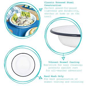 Миска Argon Tableware глубокая эмалированная, 22,5 см, набор 2 штуки, белый/темно-синий synthetic.ua - Фото 1