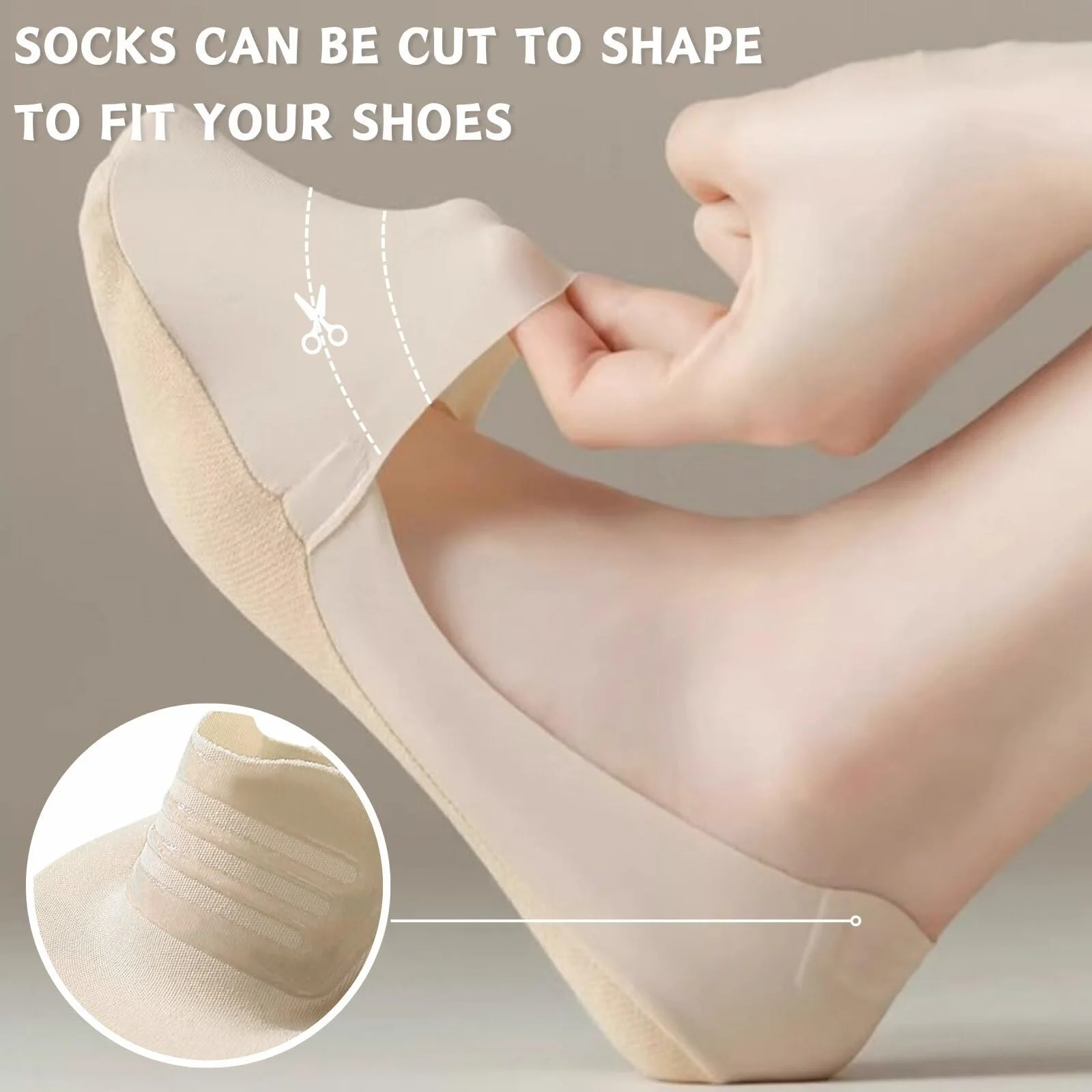 Носки KEYRI, 9 пар, женские, невидимые, для кроссовок, без следа, противоскользящие носки с силиконовой подушечкой, короткие полуноски, фото №4