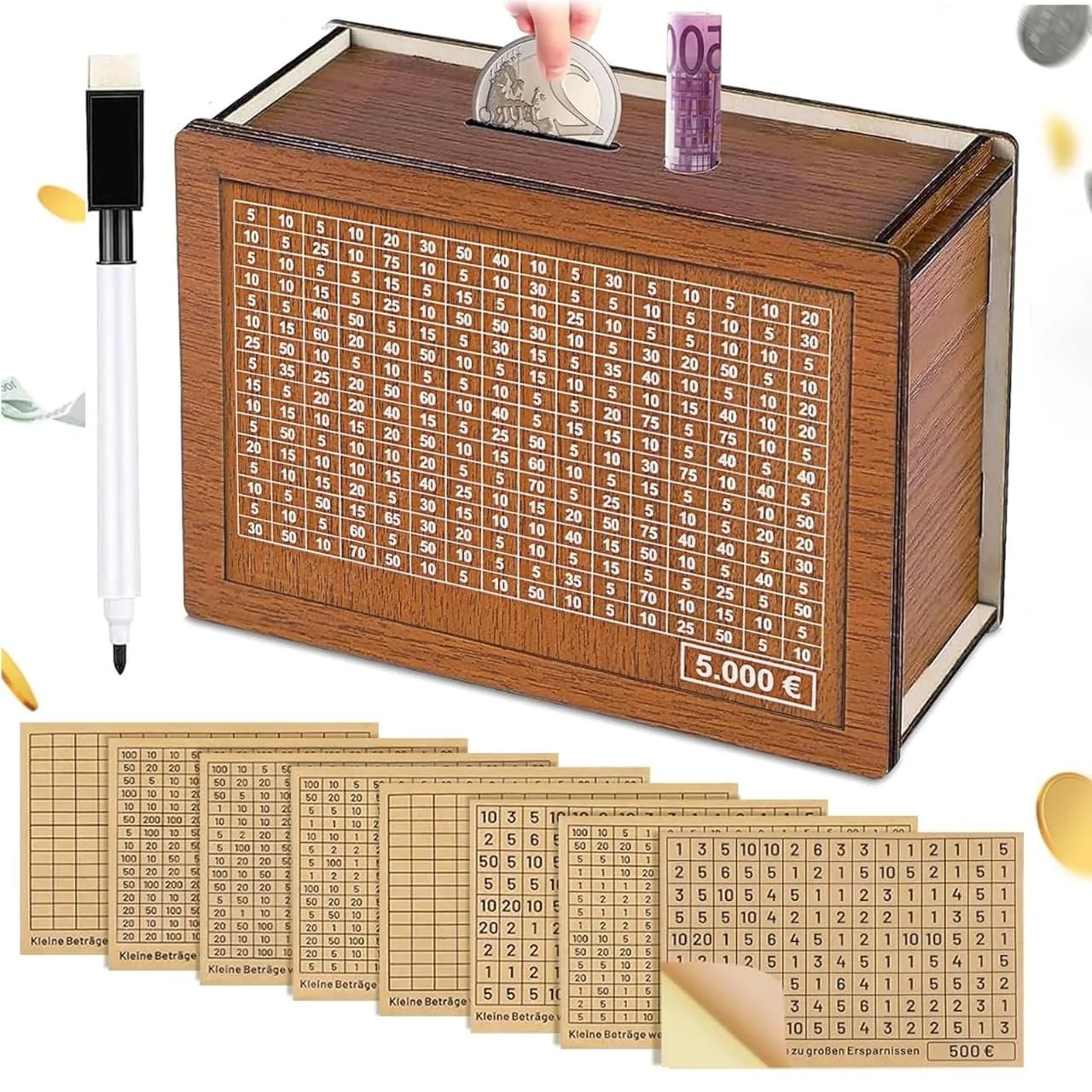 Дерев'яна скарбничка з наліпками-маркерами, фото №1