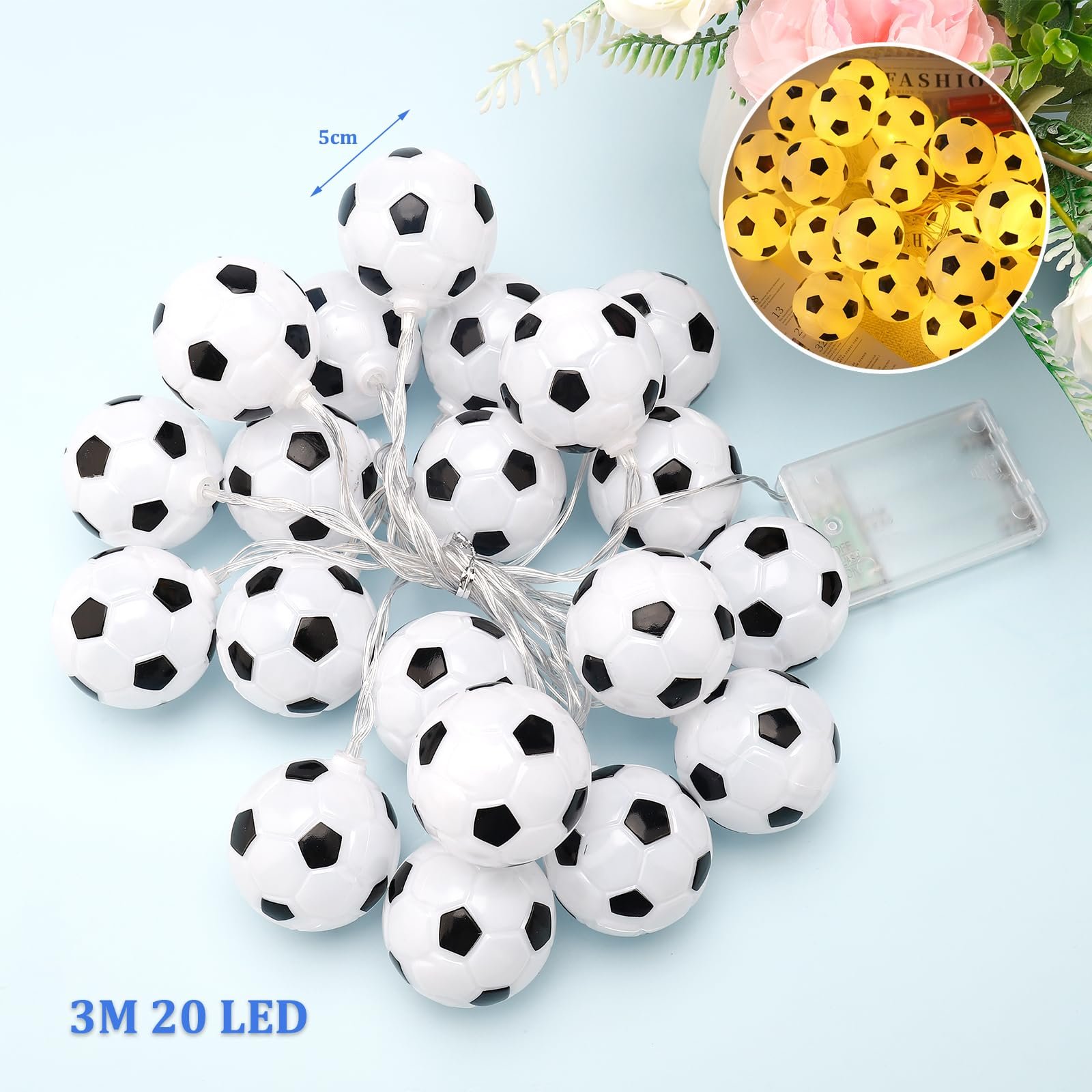Гирлянда ENLACE Футбольная 3 м 20 LED Теплый белый, фото №2