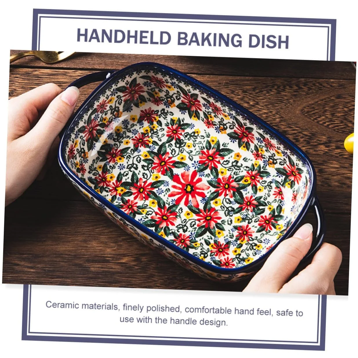 Форма для запекания DECHOUS Прямоугольная керамическая с ручками термостойкая, фото №7