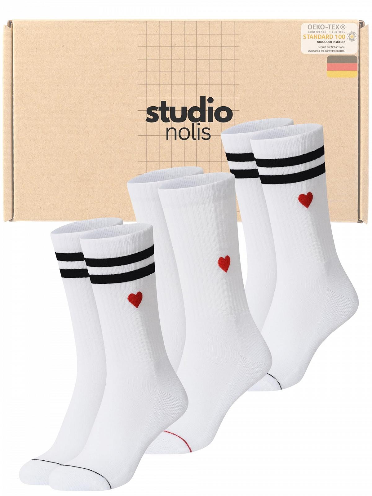Теннисные носки Love Socks Women, набор 3 шт., вышивка сердца, ретро полоски, мотив сердца, хлопок Oekotex 100, фото №1