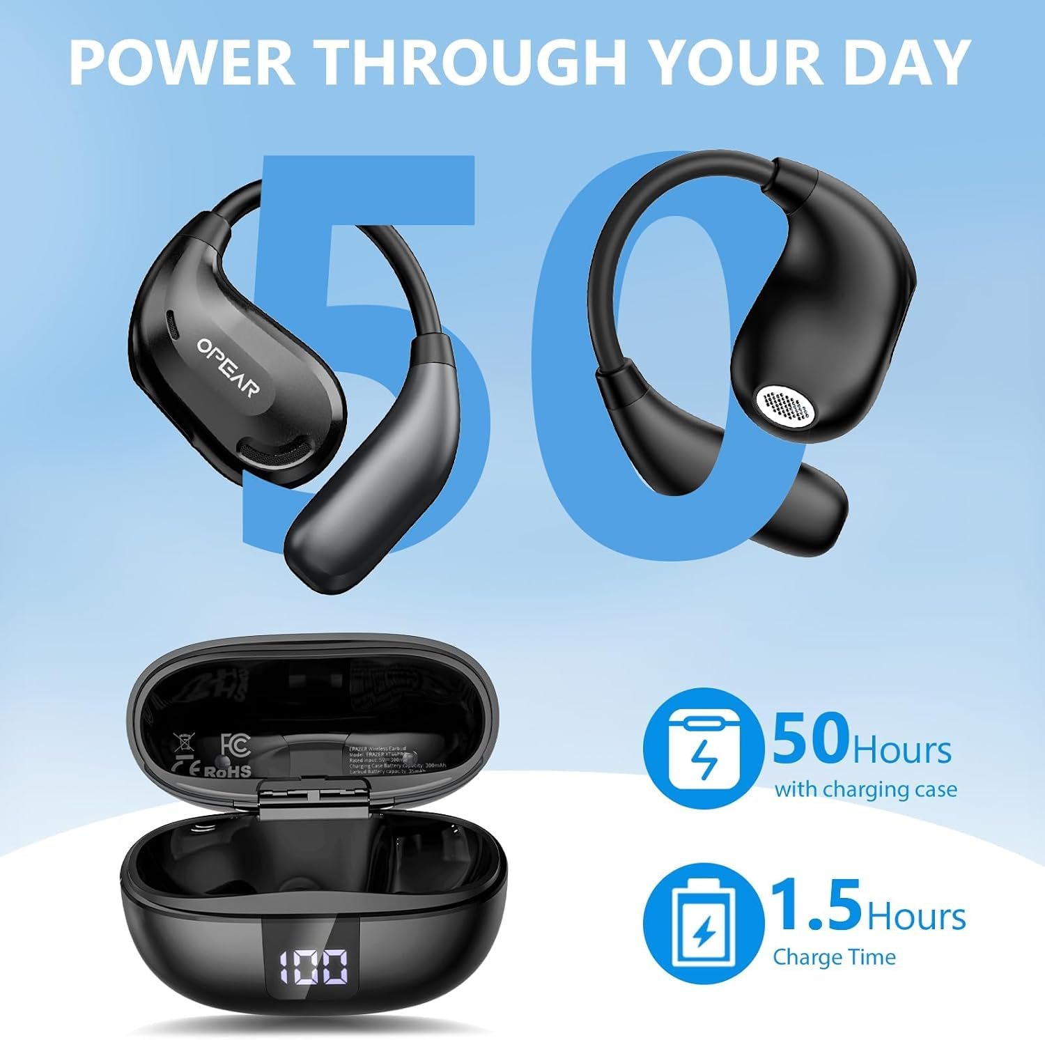 Переводчик наушников AI, Голосовой 3-в-1, 135 языков, 4 режима перевода, Реальное время, 50 часов работы, Bluetooth 5.4, Черный, фото №6