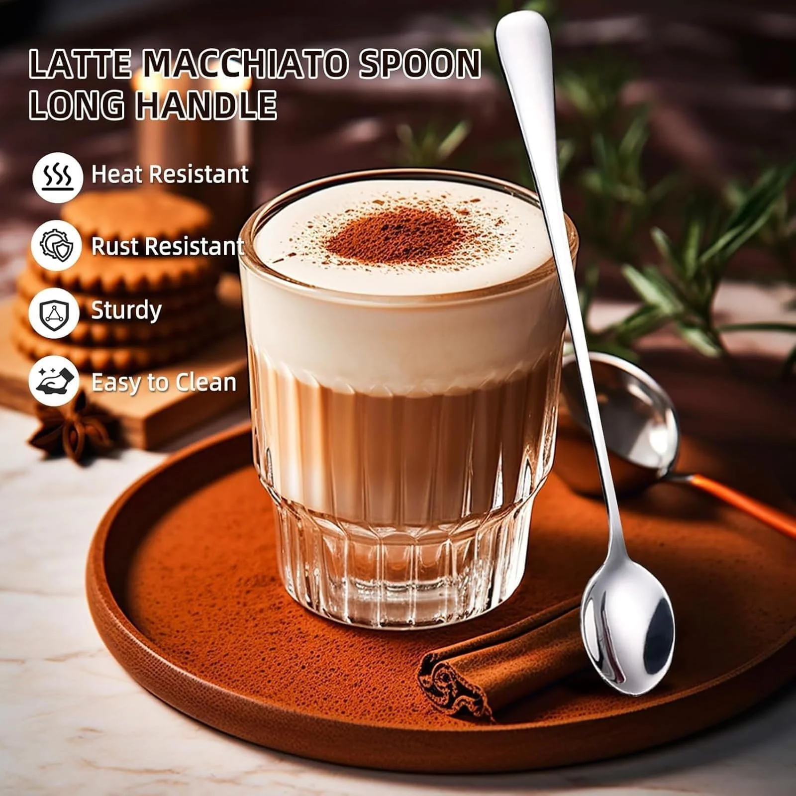 Ложка для лате макіато, Набір з 8 штук, 19.5 см, Довга, фото №5