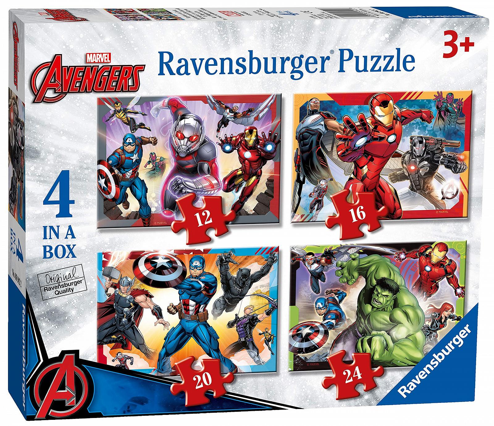 Пазлы Ravensburger Marvel Avengers 4 в коробке 12, 16, 20, 24 элемента, фото №1 Пазлы Ravensburger Marvel Avengers 4 в коробке 12, 16, 20, 24 элемента, фото №1