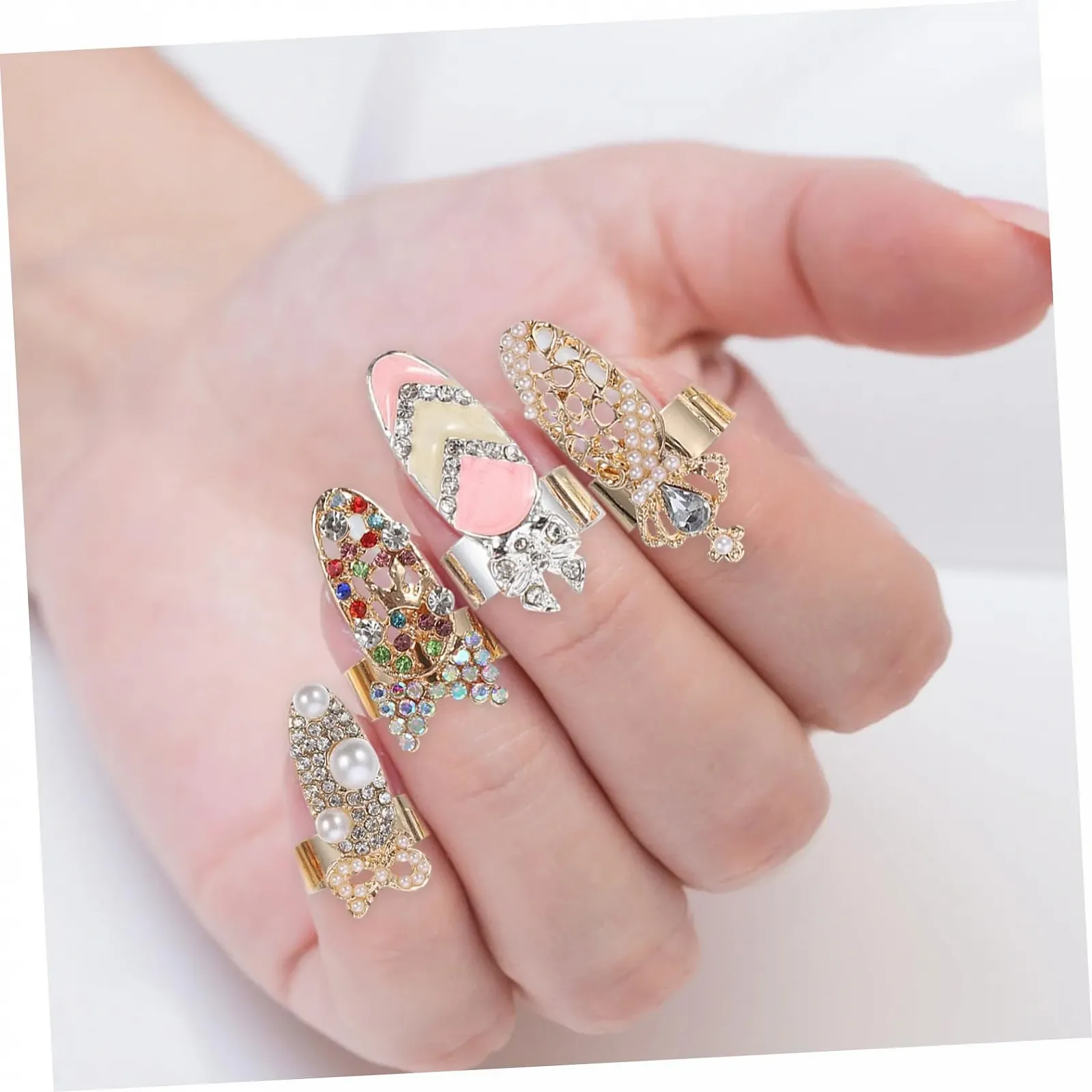 Кольца для ногтей Modeaccessoires 12 штук со стразами, нежные кольца для ногтей для женщин и взрослых, простые в использовании без клея для вечеринок и повседневной жизни, фото №4 Кольца для ногтей Modeaccessoires 12 штук со стразами, нежные кольца для ногтей для женщин и взрослых, простые в использовании без клея для вечеринок и повседневной жизни, фото №4
