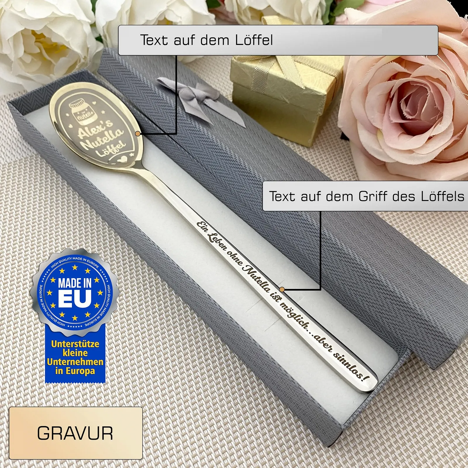 Ложка для горіхової пасти Персоналізована Hazelnut Spread з гравіюванням імені, фото №8