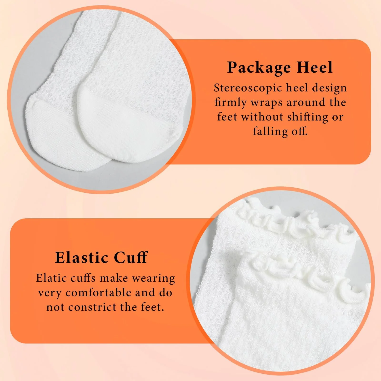 Шкарпетки Ouligay з оборками, 6 пар, білі, фото №3 Шкарпетки Ouligay з оборками, 6 пар, білі, фото №3