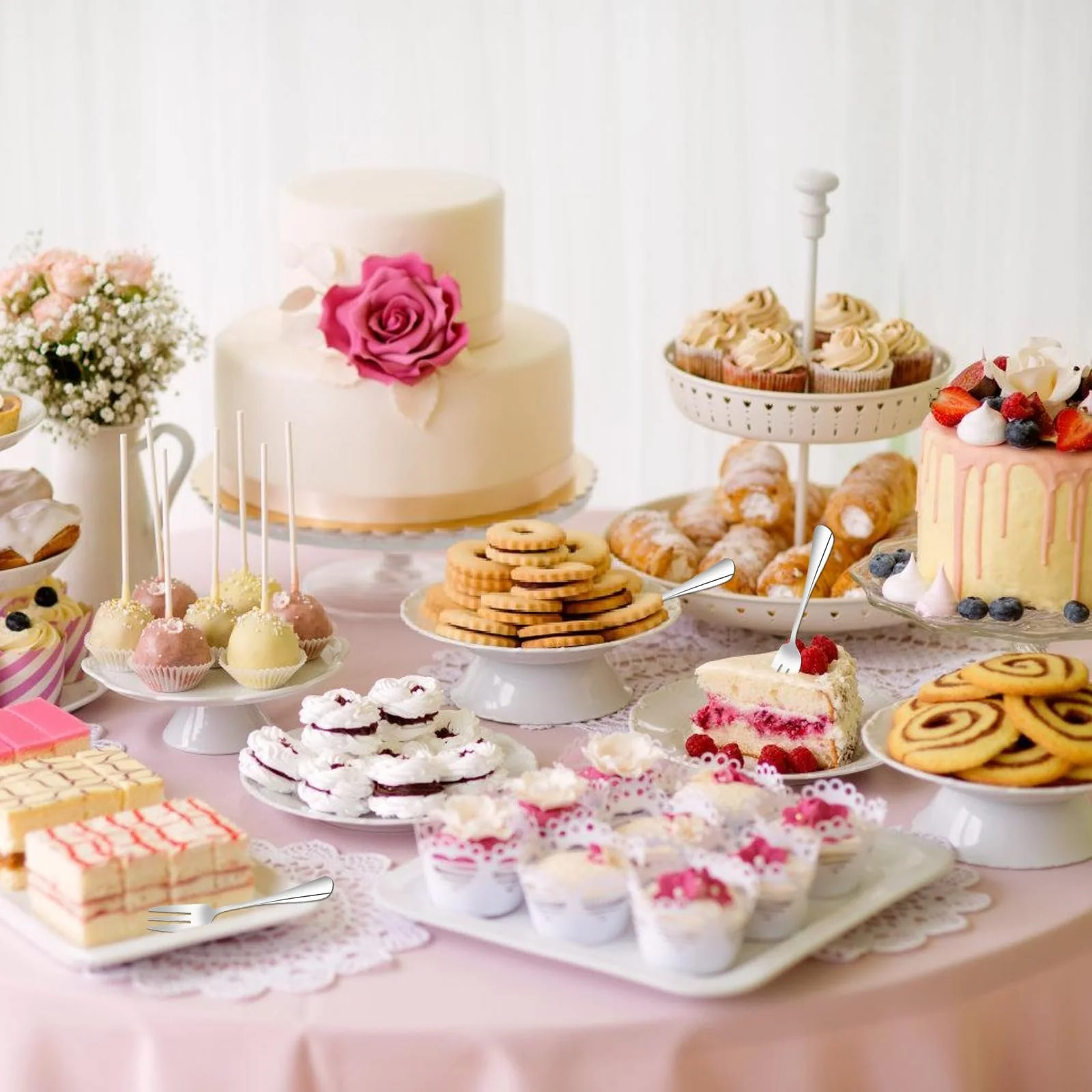 Набір виделок для торта та кавових ложок, 30 шт., фото №7