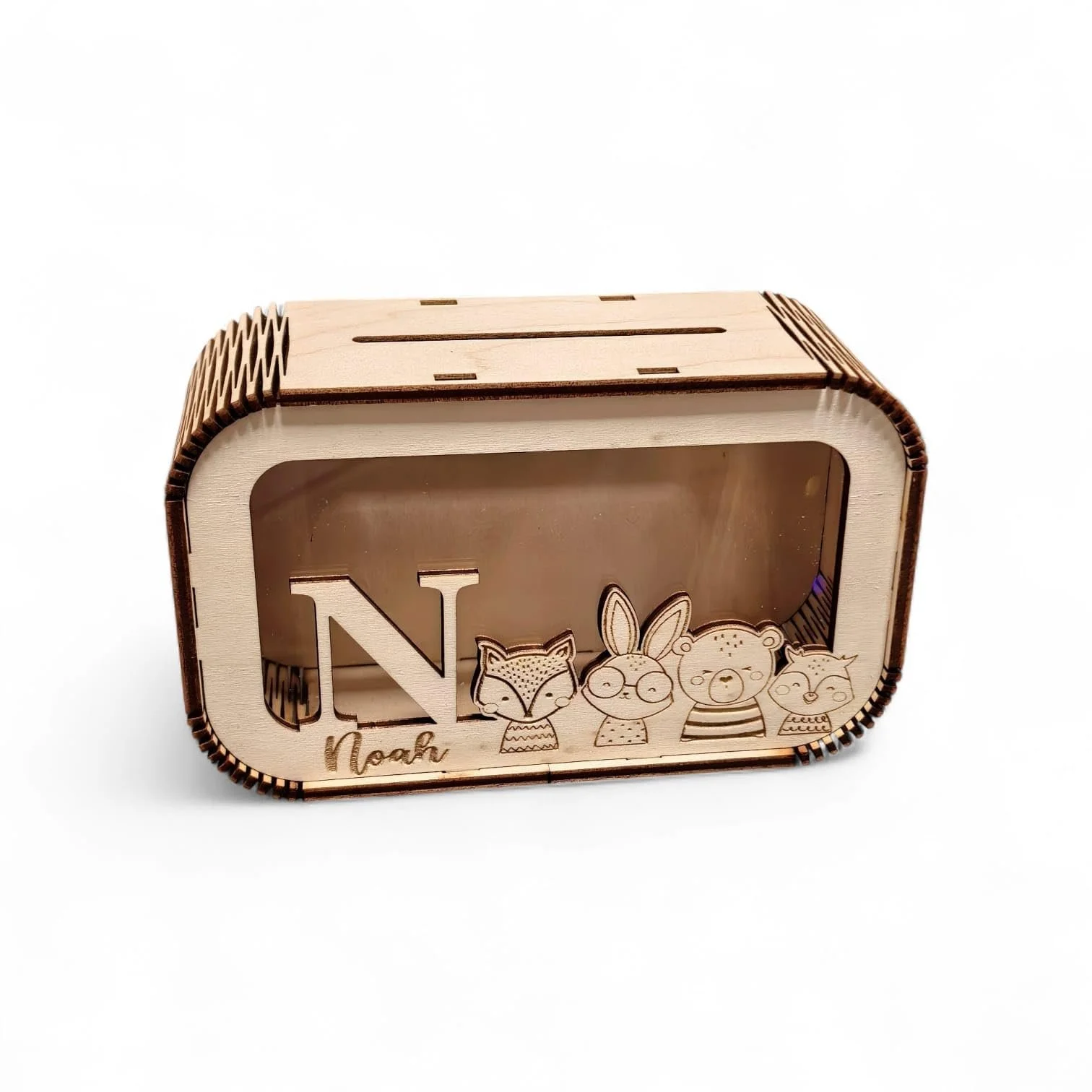 Скарбничка дерев'яна персоналізована з лісовими тваринами Fuchs Bär REH Design, фото №7