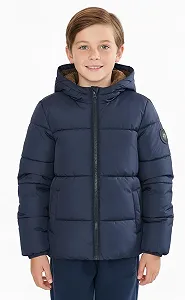 Зимняя куртка с капюшоном для мальчиков Sunny Sprout, утепленная куртка-пуховик с ветрозащитными рукавами для малышей - Фото 1