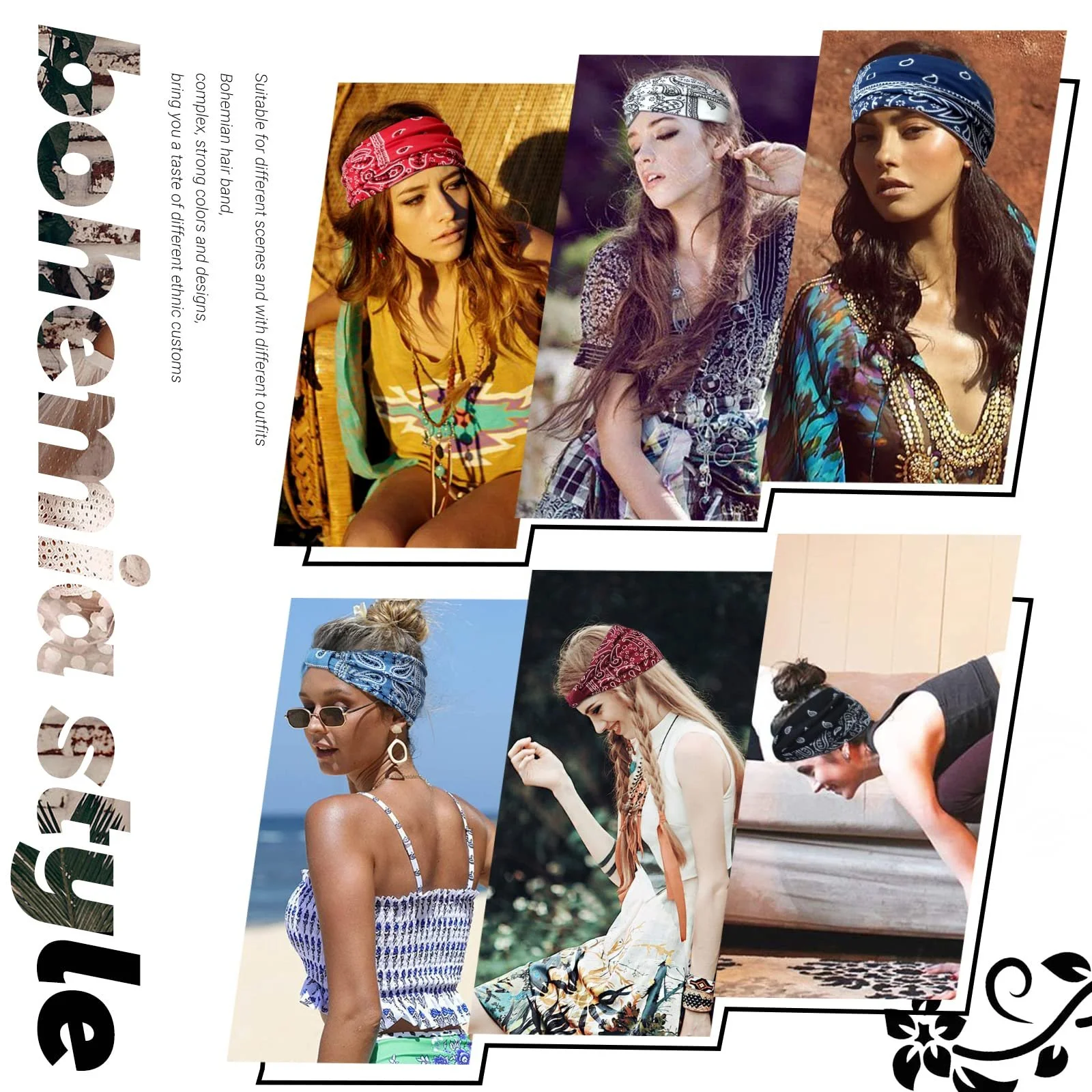 Пов'язка Kavya Широка Еластична М'яка Богемна, фото №7 Пов'язка Kavya Широка Еластична М'яка Богемна, фото №7