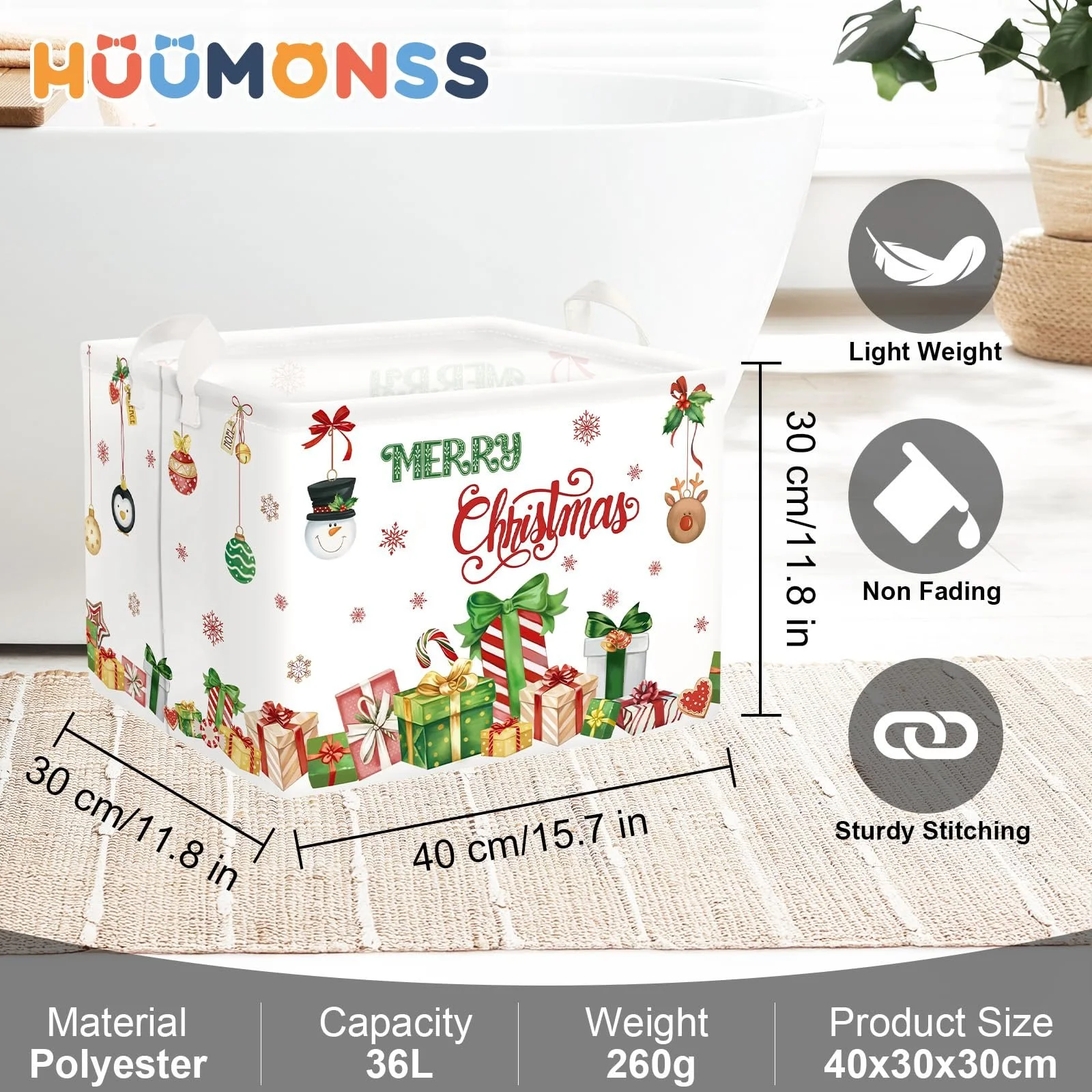 Корзина для игрушек Тип HUUMONSS Reindeer на Рождество для мальчиков и девочек, водонепроницаемая, белый, 36 л, фото №6 Корзина для игрушек Тип HUUMONSS Reindeer на Рождество для мальчиков и девочек, водонепроницаемая, белый, 36 л, фото №6
