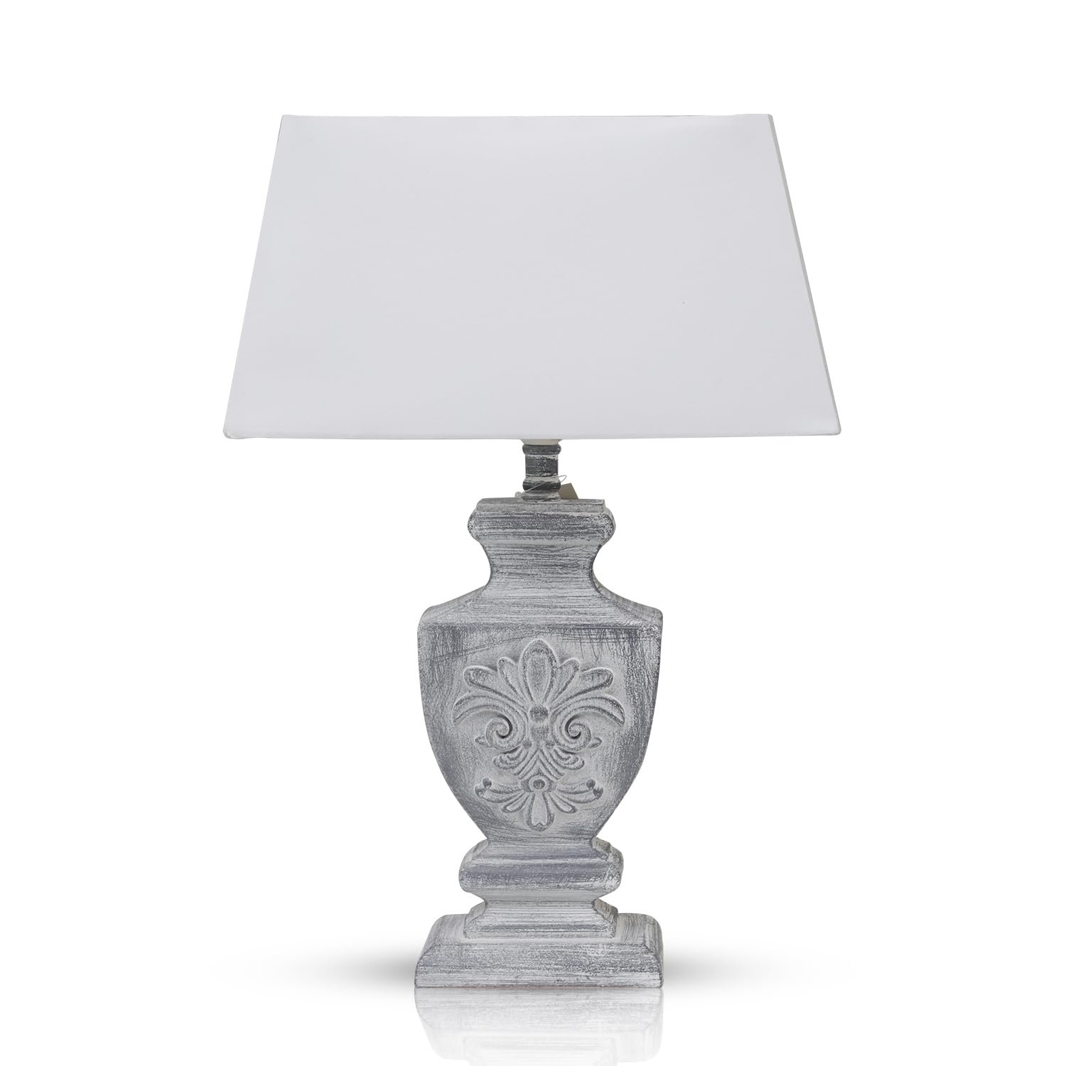 Настільна лампа DRULINE Shabby Chic сіра дерев'яна основа з абажуром 1 x E27 37 x 53 x 17 см, фото №1