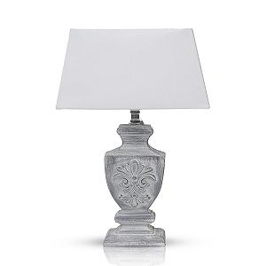 Настільна лампа DRULINE Shabby Chic сіра дерев'яна основа з абажуром 1 x E27 37 x 53 x 17 см - Фото 1