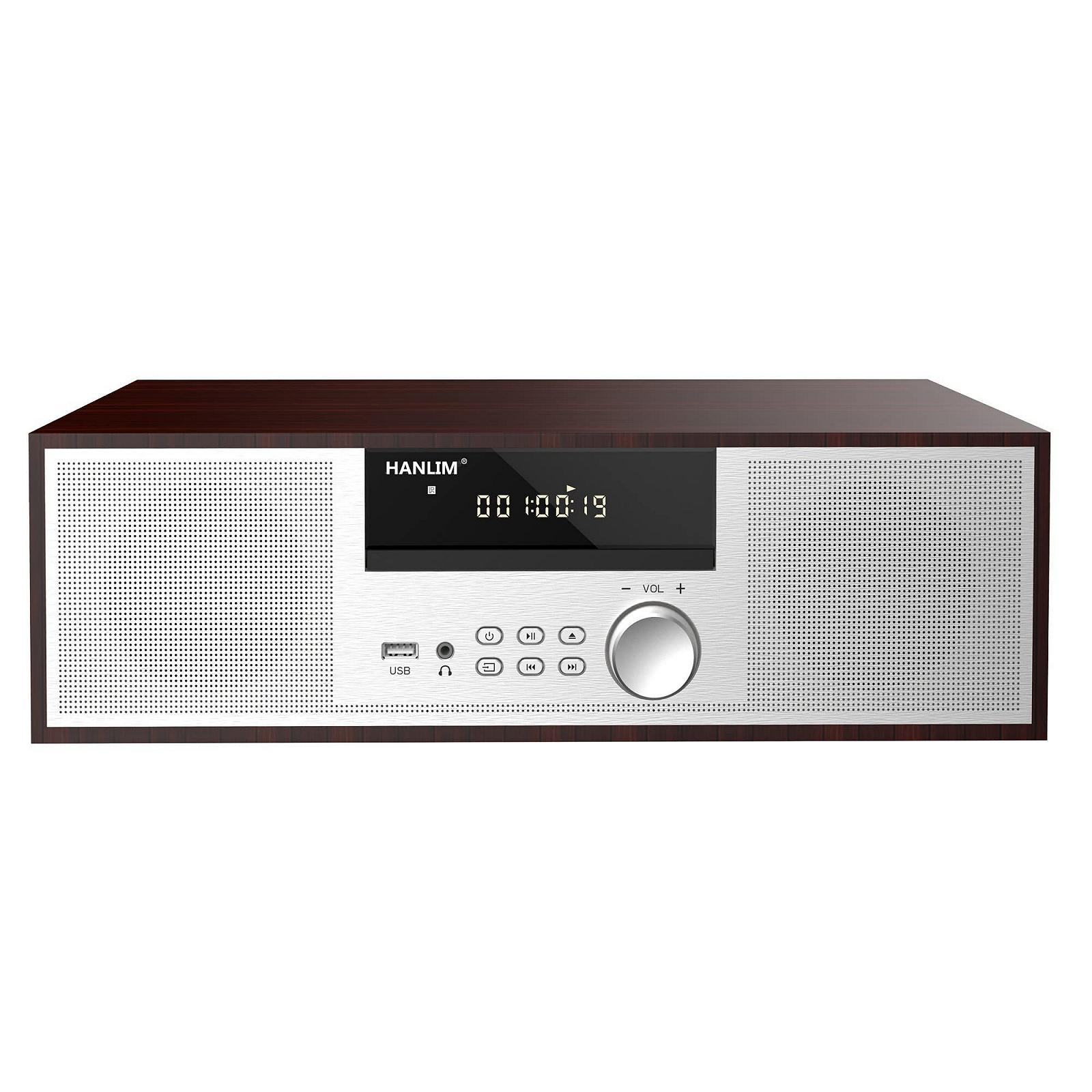 Вінтажна мікро Hi-Fi система CD стереосистема Mini Component 40 Вт RMS FM/Bluetooth-сумісний/USB/AUX/Дистанційне керування/Роз'єм для навушників, сумісний із джерелом звуку високої роздільної здатності, сріблястий, дерево, фото №1