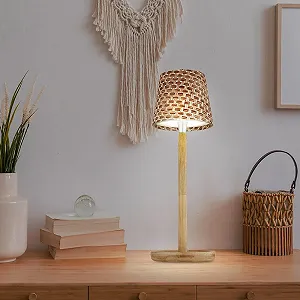 Настольная лампа GLOBO LED Touch Dimmer Бамбук Натуральная Аккумуляторная synthetic.ua - Фото 1