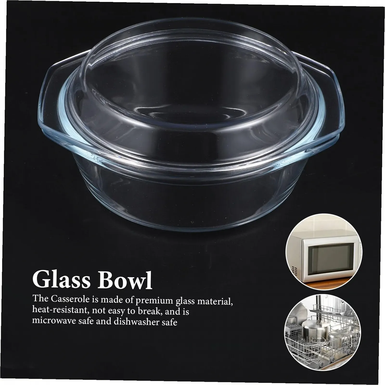 Форма для запікання VALICLUD кругла скляна з кришкою прозора, фото №5 Форма для запікання VALICLUD кругла скляна з кришкою прозора, фото №5