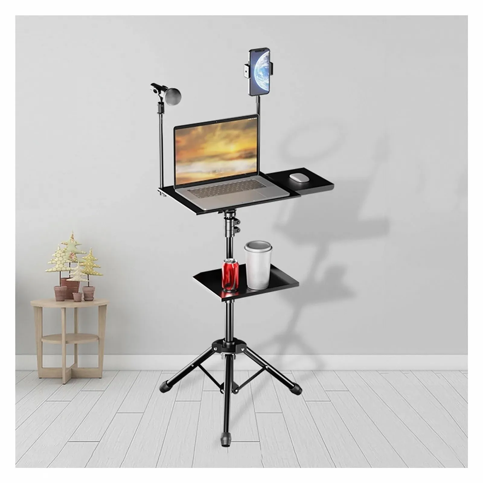 Напольная подставка для ноутбука с регулировкой, алюминиевый штатив для дома и офиса, компактный размер, фото №1