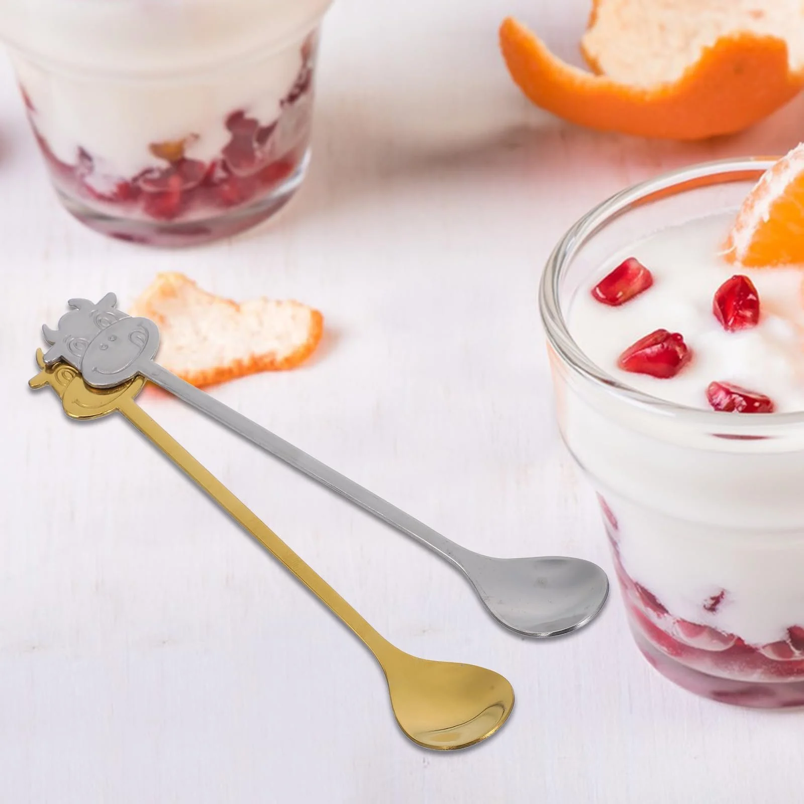 Набор ложек с мультяшной коровкой 10 шт, нержавеющая сталь, фото №3