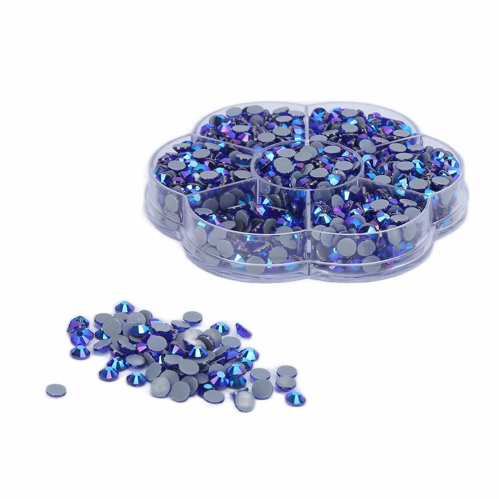 Стрази Скло Emoshayoga Круглі Прозорий Блакитний 180 штук, фото №6