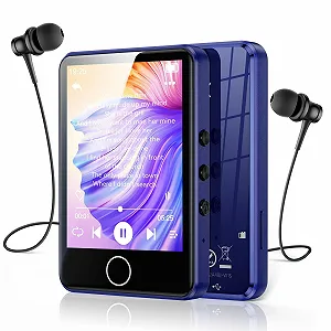 MP3-плеер AGPTEK 64GB Bluetooth 5.3 с 2,8-дюймовым полным сенсорным экраном, портативный HiFi с динамиком, FM-радио, электронная книга, линейная запись, поддержка до 128 GB, темно-синий - Фото 1
