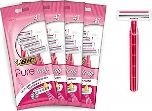 Одноразовые бритвы BIC Pure Lady 16 шт. 3 лезвия с витамином E и маслом ши Розовый - Фото 1