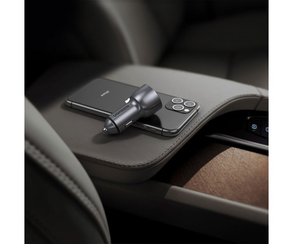 Автозарядка 2xUSB 36W USB-C USB-A QC 3.0+ Косм Сіра CD213 UGREEN, фото №7