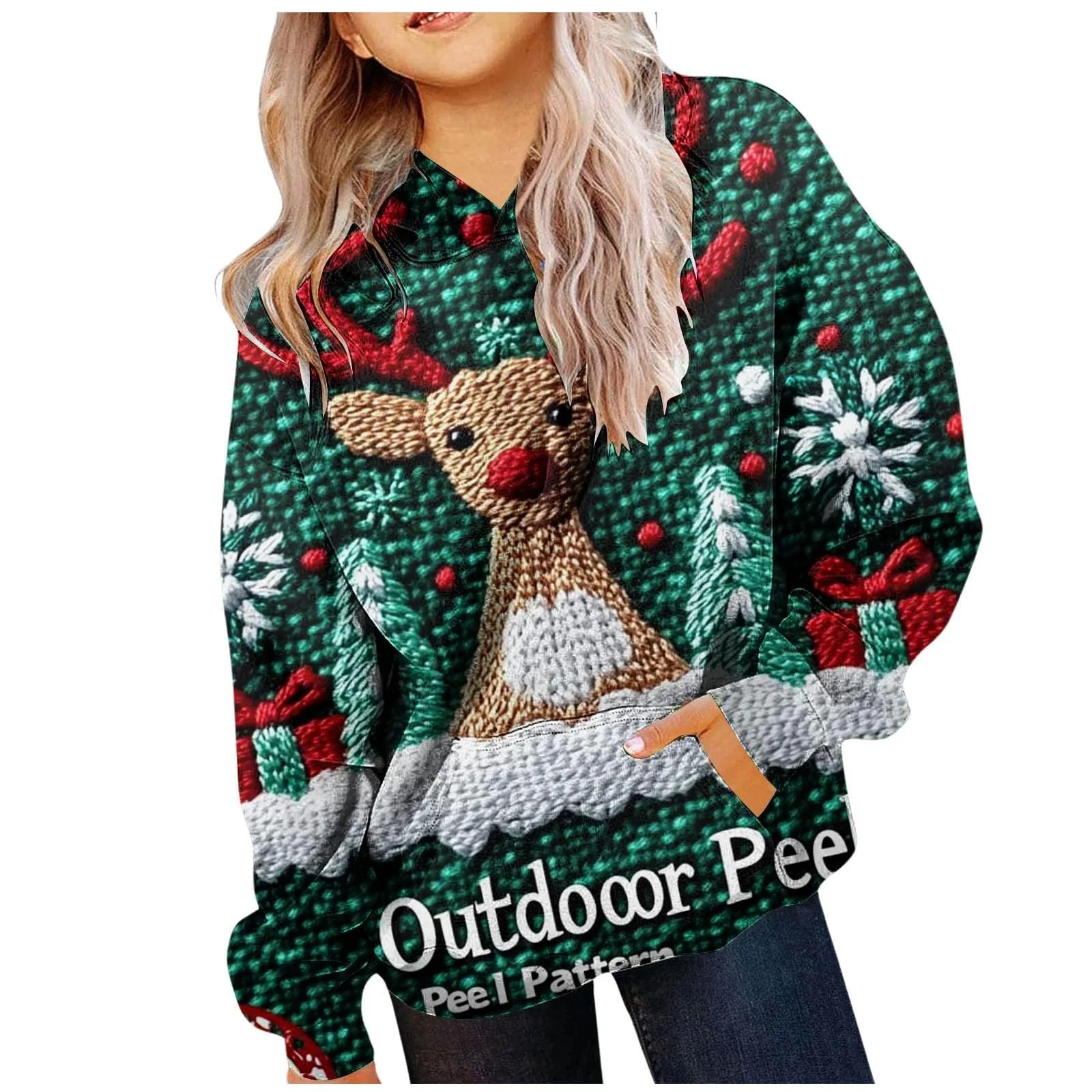 Худі дитяча з різдвяним принтом, Дівчача, з довгими рукавами, фото №1