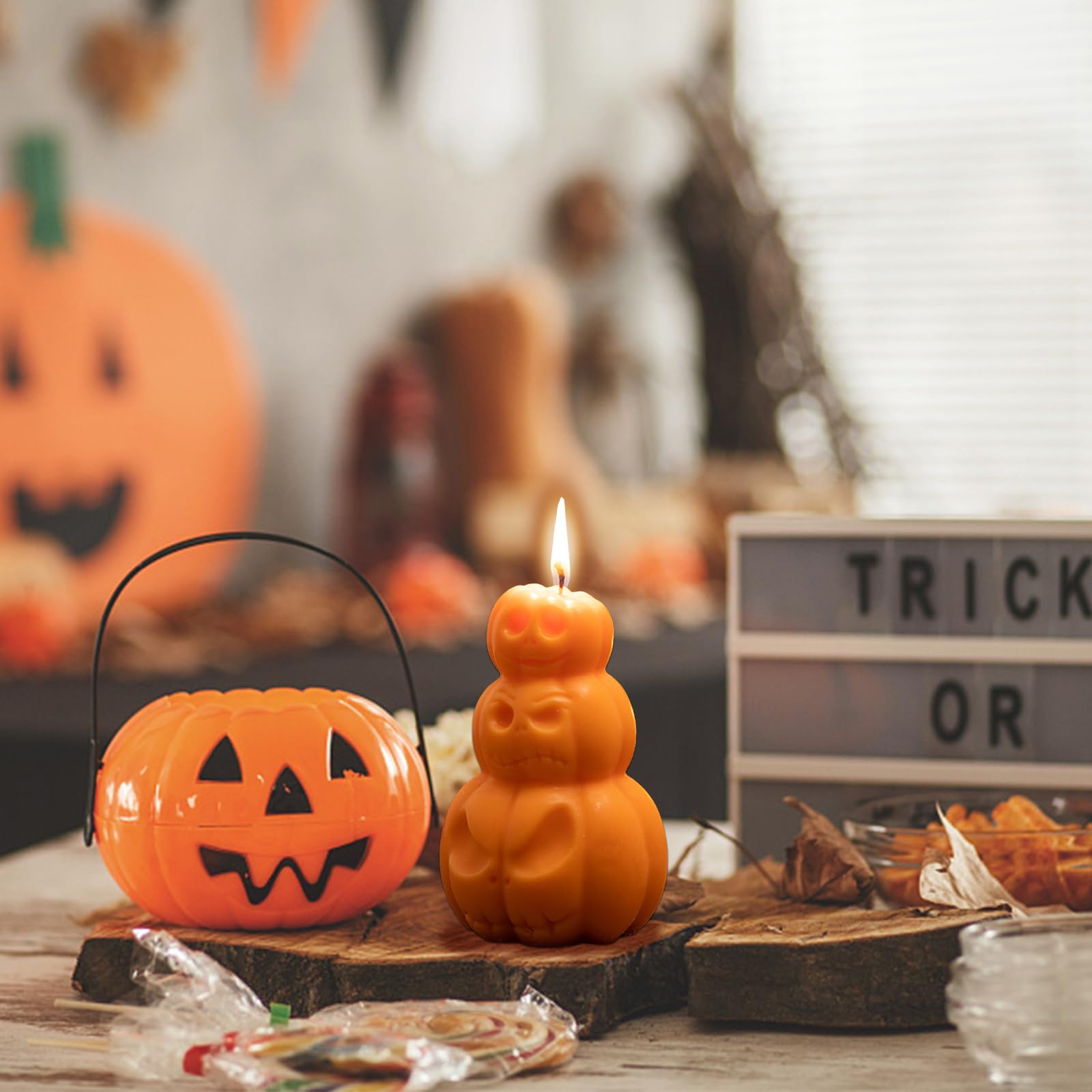 Свеча Halloween Pumpkin Ghost Face Handmade Wax, фото №5