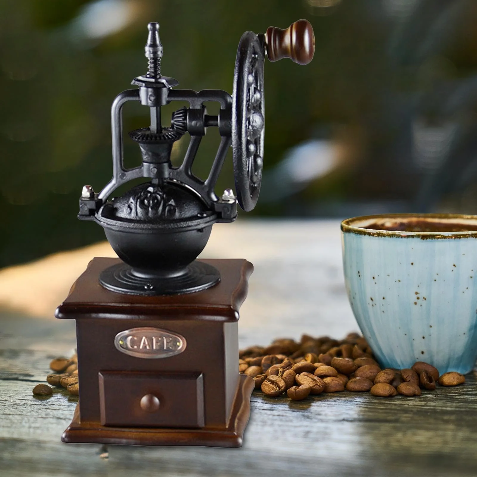 Ручная кофемолка MagiDeal с ящиком, керамические конические жернова, фото №6