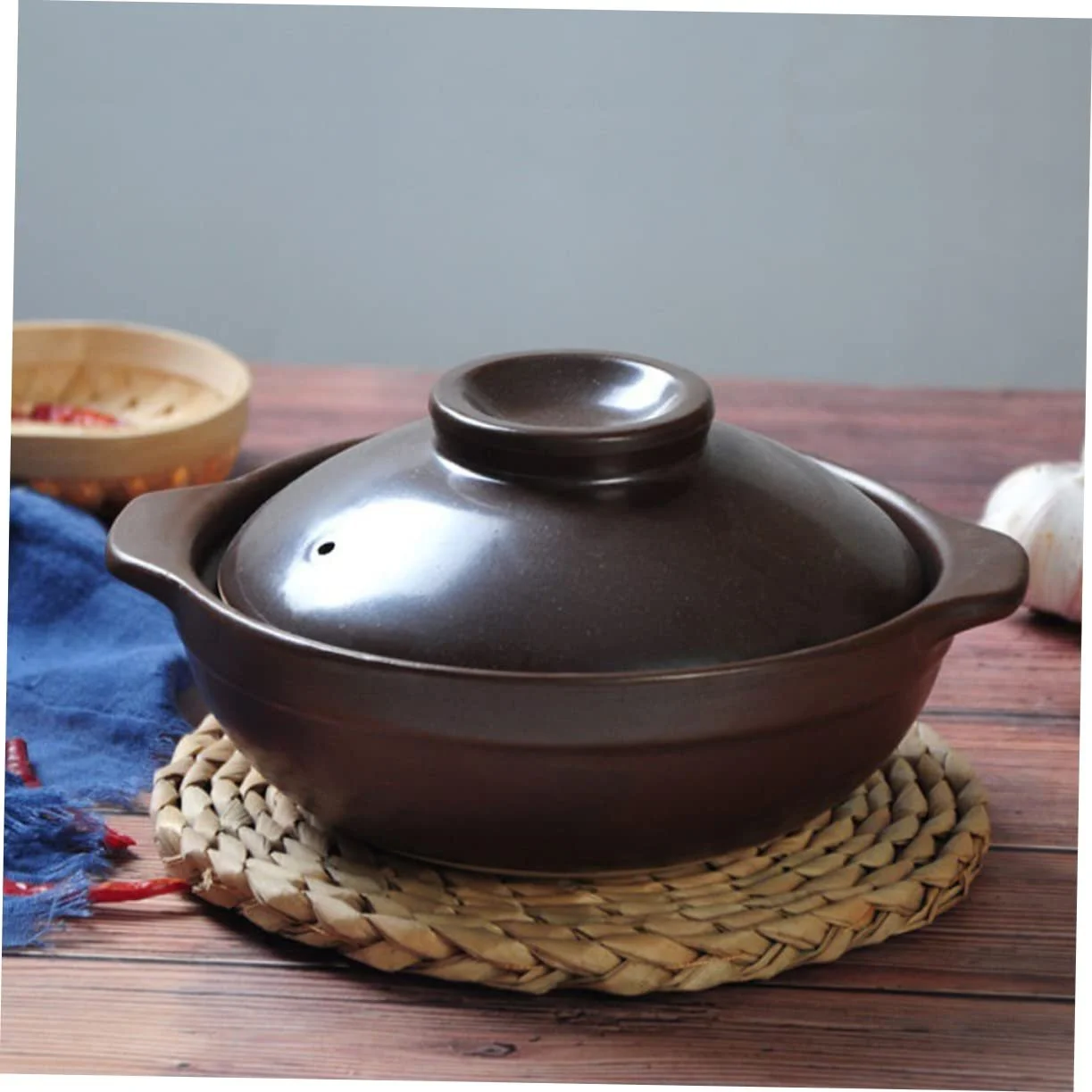 Кастрюля для тушения Ciieeo керамическая из пищевой глины с двойными ручками, фото №7 Кастрюля для тушения Ciieeo керамическая из пищевой глины с двойными ручками, фото №7