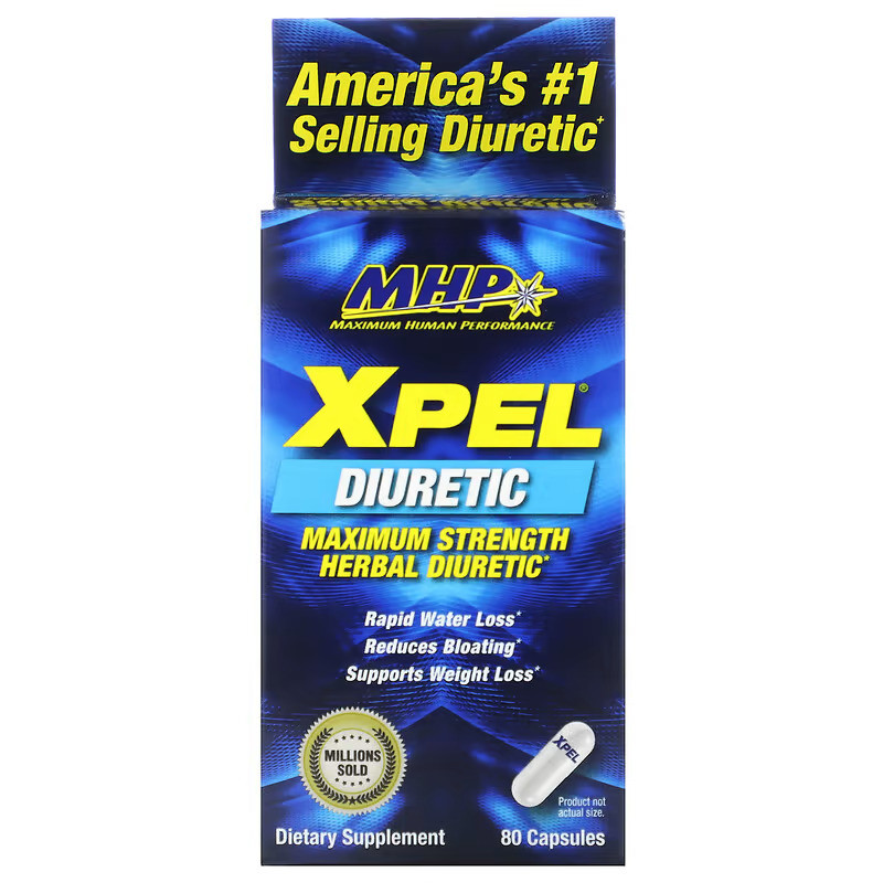 Мочегонное средство Mhp XPEL Maximum Strength Herbal Diuretic 80 Capsules, фото №1