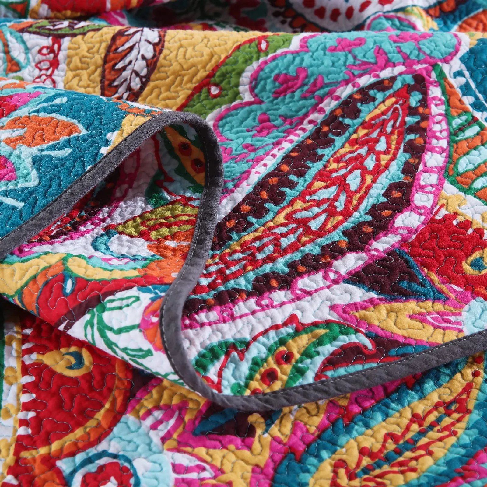 Покрывало Qucover Хлопок Paisley 230x250 см с 2 наволочками Красочный, фото №9