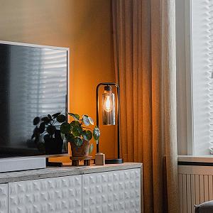 Настільна лампа Qazqa Stavelot Скляна Чорна Димчасте скло 54 см synthetic.ua - Фото 1