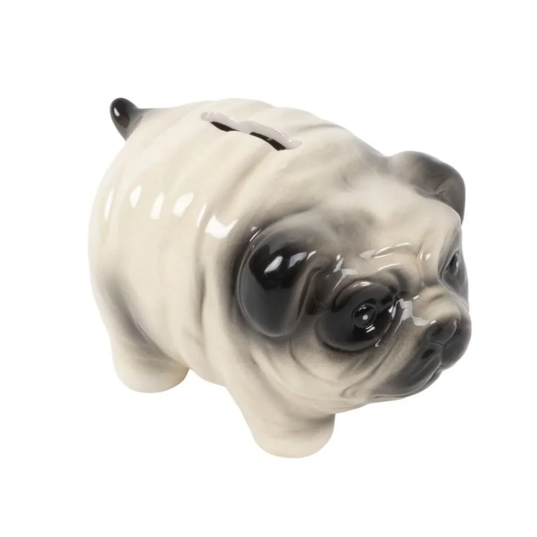 Скарбничка декоративна Мопс Керамічна 17 x 8,5 x 11 см Коричнева, фото №1