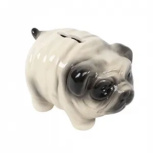 Скарбничка декоративна Мопс Керамічна 17 x 8,5 x 11 см Коричнева - Фото 1