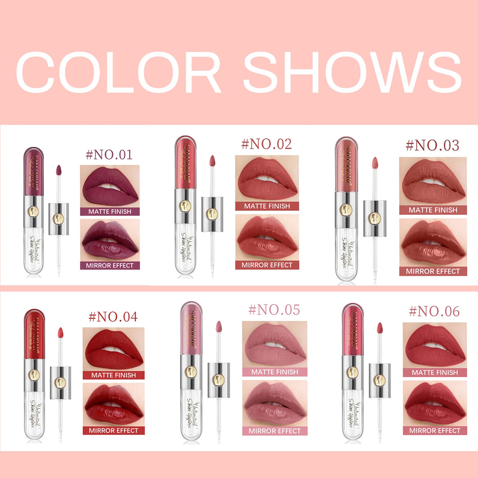 Набор Domality 2-in-1 Double Head Design Matte Liquid Lipstick 6 Colors, фото №6