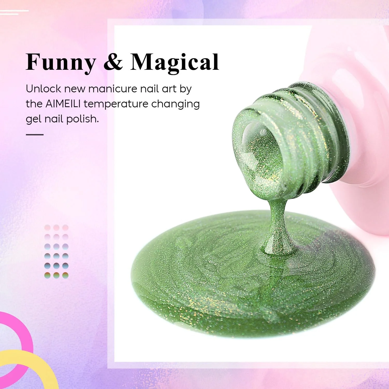 Термо гель-лак AIMEILI Набір з 6 кольорів, що змінюють колір в залежності від температури, фото №6