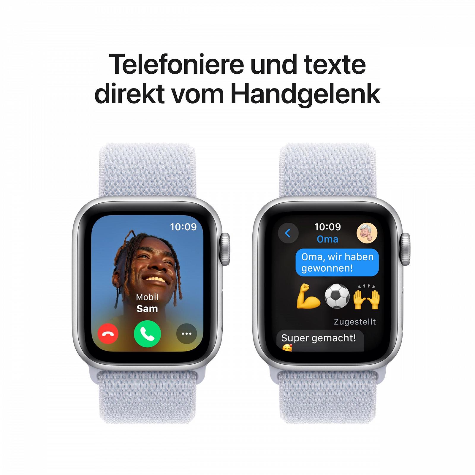 Смарт-годинник Apple Watch SE (2nd Generation) GPS 40mm алюмінієвий корпус сріблястий та Sport Loop синій колір хмари (One Size), фото №4