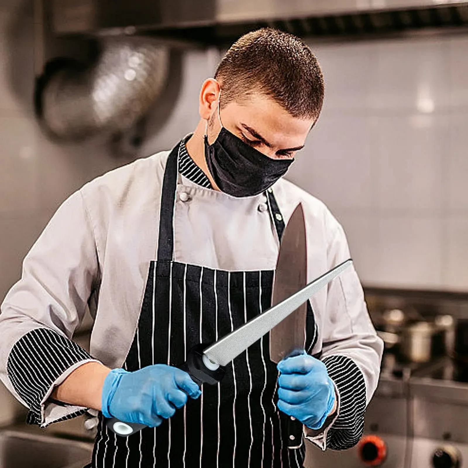 Точильные камни двухсторонние для садовых ножниц и кухонных ножей эргономичные для влажной и сухой заточки, фото №6